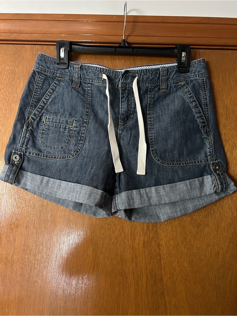 Tommy Hilfiger Dark Blue Denim Drawstring Rolled Cuff Shorts